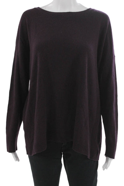 C by Bloomingdales Womens Purple Cashmere Boat Neck Pullover Size L