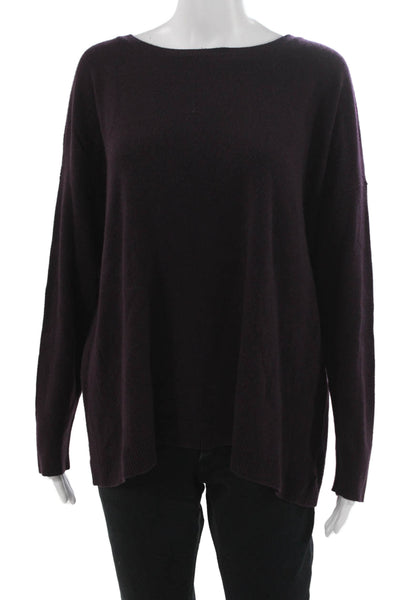 C by Bloomingdales Womens Purple Cashmere Boat Neck Pullover Size L