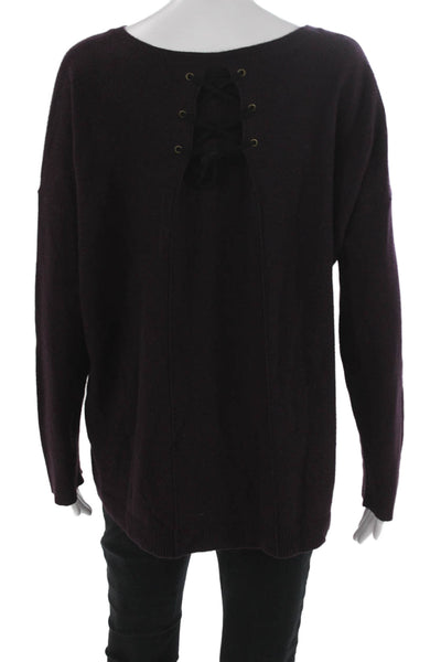 C by Bloomingdales Womens Purple Cashmere Boat Neck Pullover Size L
