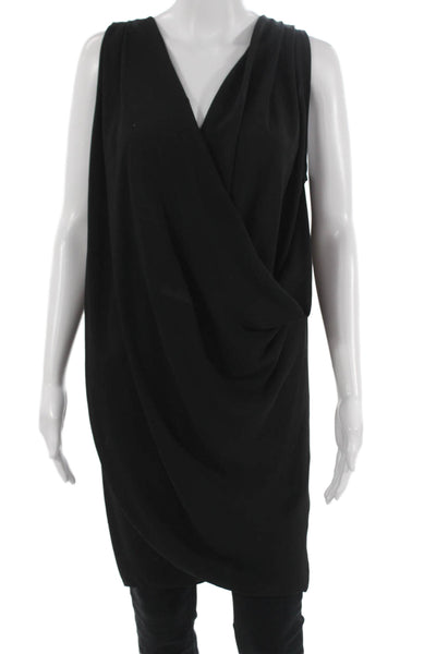 James Lacroix Women Wrap Dress Black Sleeveless Polyester Size M