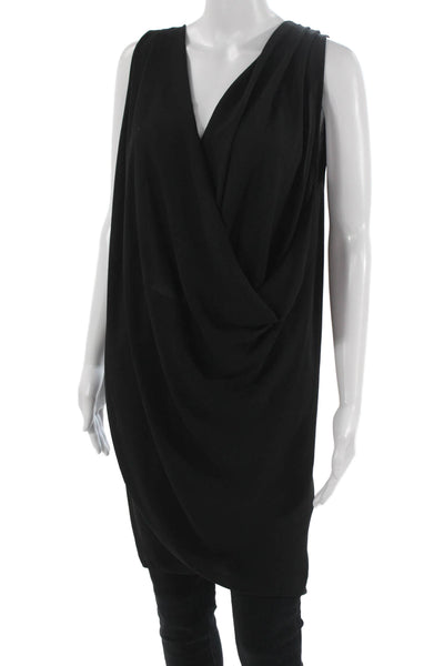 James Lacroix Women Wrap Dress Black Sleeveless Polyester Size M
