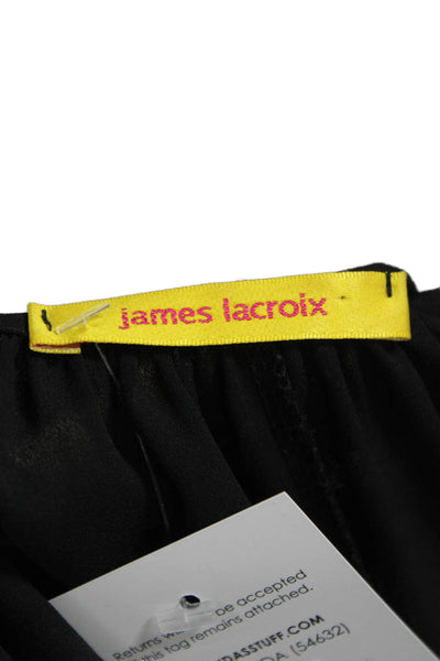 James Lacroix Women Wrap Dress Black Sleeveless Polyester Size M