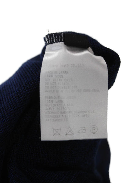 Julien David Womens Pullover Sweater Blue Geometric Wool Crew Neck Size L