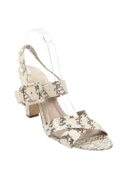 J Crew Collection Womens Snakeskin Print Slingbacks Sandal Heels Beige Size 9