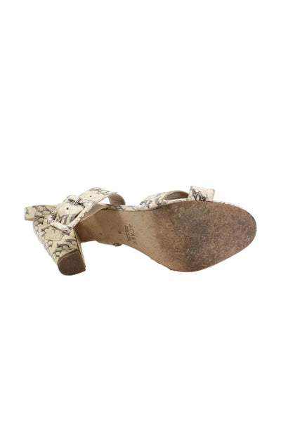 J Crew Collection Womens Snakeskin Print Slingbacks Sandal Heels Beige Size 9