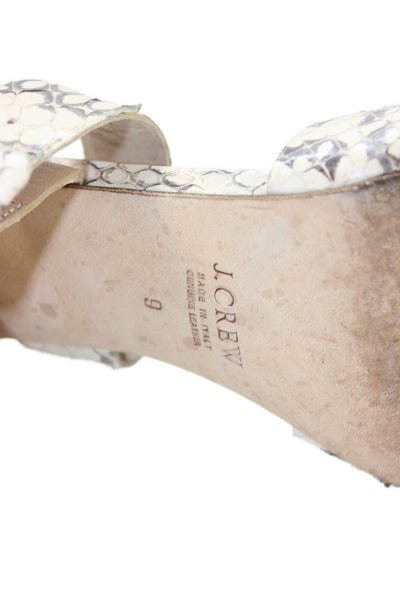 J Crew Collection Womens Snakeskin Print Slingbacks Sandal Heels Beige Size 9