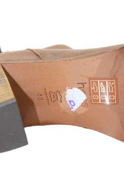 Hoss Intropia Womens Leather Zip Up Ankle Boots Brown Size 40 10