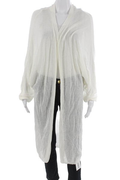 Muche Et Muchette Womens Linen V-Neck Cardigan White Long Sleeve Size One Size