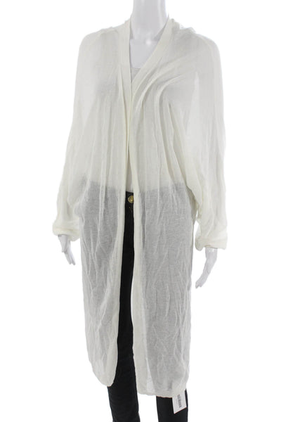 Muche Et Muchette Womens Linen V-Neck Cardigan White Long Sleeve Size One Size