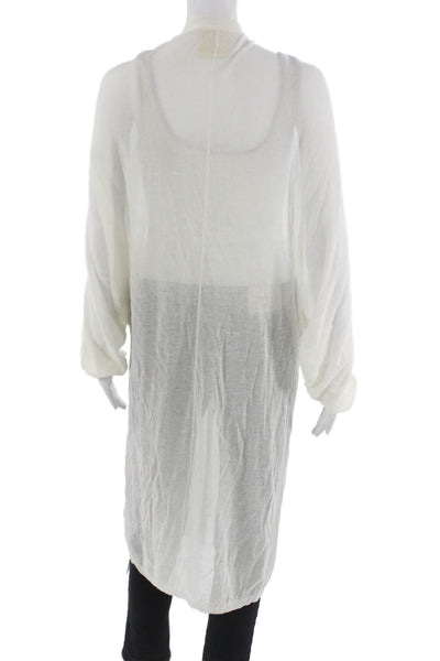 Muche Et Muchette Womens Linen V-Neck Cardigan White Long Sleeve Size One Size