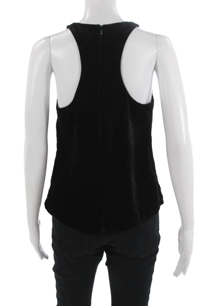 Joie Women Basic Tank Black Rayon Round Neck Zip Size XS