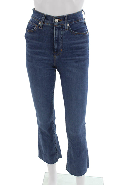 Veronica Beard Women Ankle High Rise Jeans Blue Button Cotton Size 24