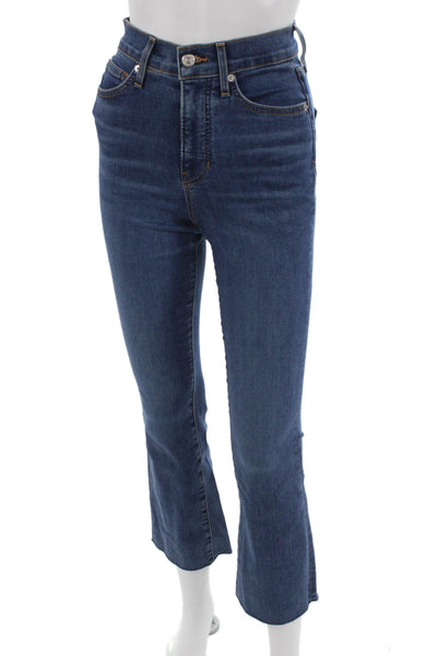Veronica Beard Women Ankle High Rise Jeans Blue Button Cotton Size 24