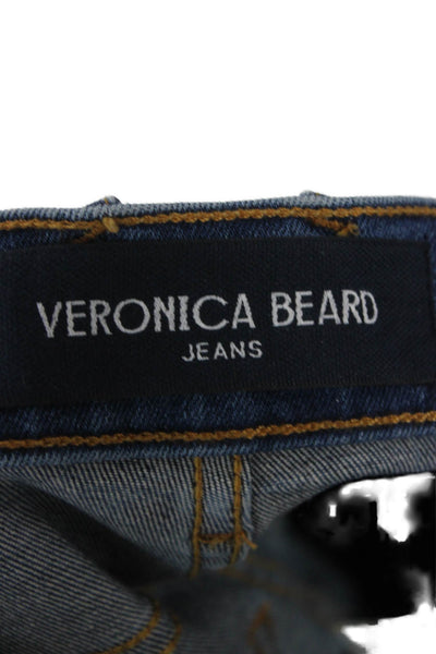 Veronica Beard Women Ankle High Rise Jeans Blue Button Cotton Size 24