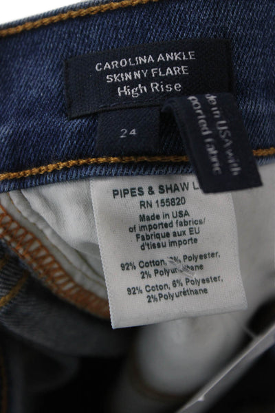 Veronica Beard Women Ankle High Rise Jeans Blue Button Cotton Size 24