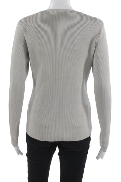 Brooks Brothers Women Silk Gray Pullover Sweater Crew Neck Long Sleeve Size M