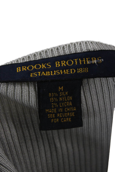 Brooks Brothers Women Silk Gray Pullover Sweater Crew Neck Long Sleeve Size M