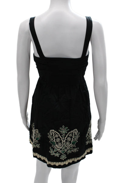 Floreat Women Sundress Black Cotton Sweetheart Zip Sleeveless Paisley Size 6