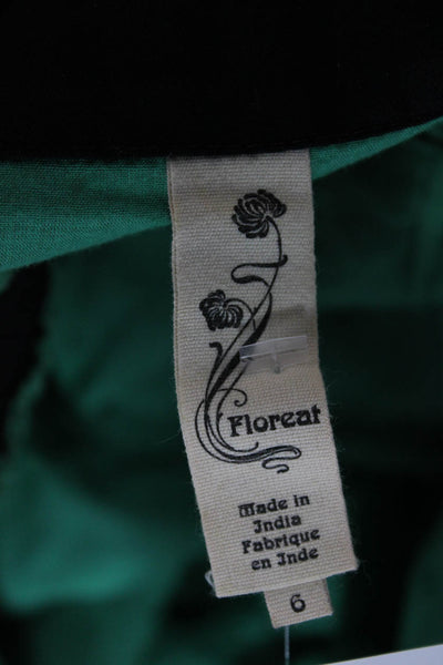 Floreat Women Sundress Black Cotton Sweetheart Zip Sleeveless Paisley Size 6