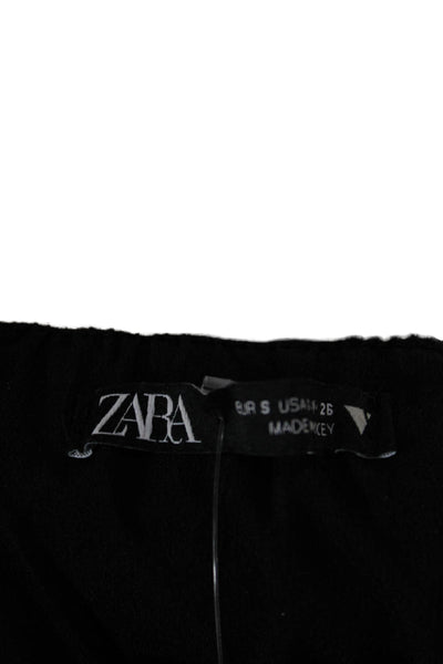 Zara Women Maxi Strapless Black Polyester Zip Sleeveless Dress Size S