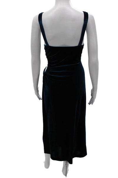 Jonathan Simkhai Women Bodycon Dress Blue V-Neck Sleeveless Mid-Calf Size M
