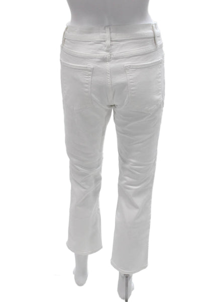 Frame Womens Cropped Jeans High Rise White Cotton Blend Inseam 26 Size 28