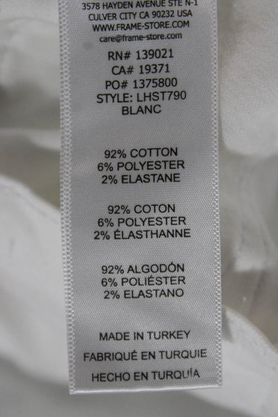 Frame Womens Cropped Jeans High Rise White Cotton Blend Inseam 26 Size 28