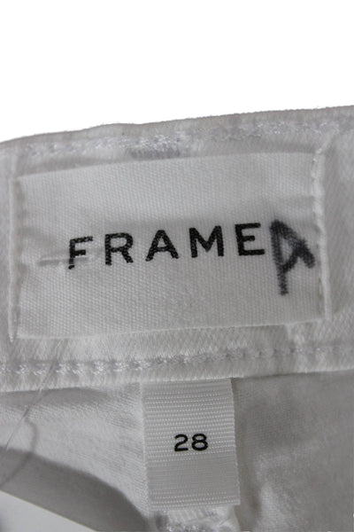 Frame Womens Cropped Jeans High Rise White Cotton Blend Inseam 26 Size 28