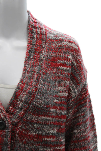 Re/Done Womens Red Striped V Neck Cardigan Long Sleeve Polyamide Size S