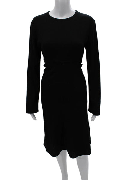 Calvin Klein Collection Womens Sweater Dress Black Wool Longsleeve Midi Size 10