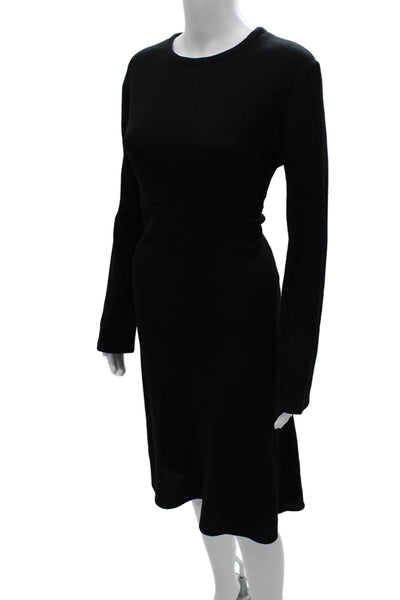 Calvin Klein Collection Womens Sweater Dress Black Wool Longsleeve Midi Size 10