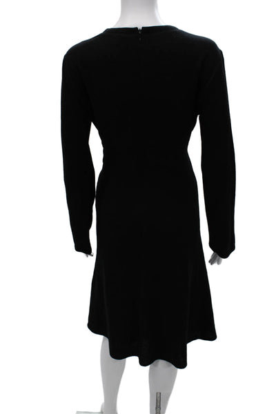 Calvin Klein Collection Womens Sweater Dress Black Wool Longsleeve Midi Size 10