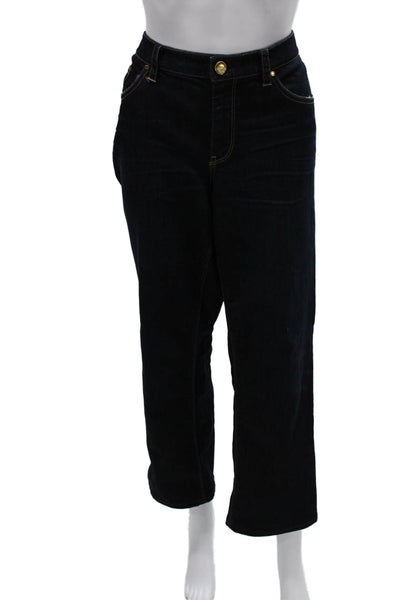 Elie Tahari Womens Straight Jeans Blue Mid Rise Button Cotton Blend Size 14