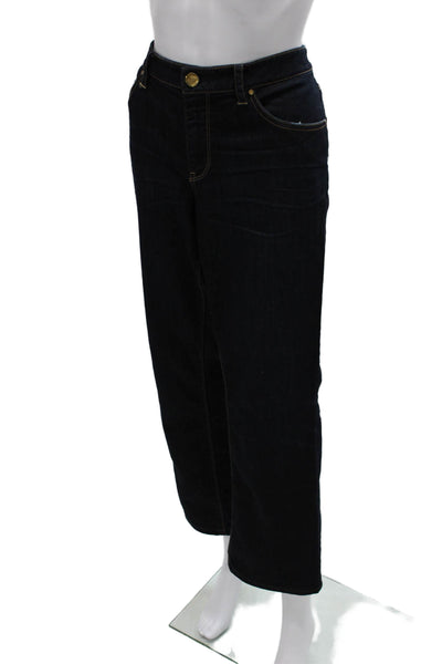 Elie Tahari Womens Straight Jeans Blue Mid Rise Button Cotton Blend Size 14