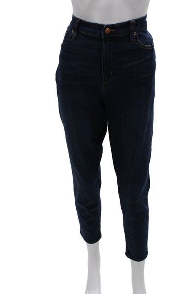 J Crew Women Tapered Jeans Blue Mid Rise Cotton Blend 28 Inseam Size 32