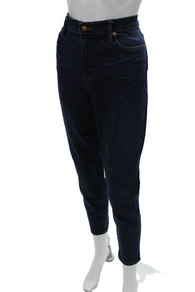 J Crew Women Tapered Jeans Blue Mid Rise Cotton Blend 28 Inseam Size 32