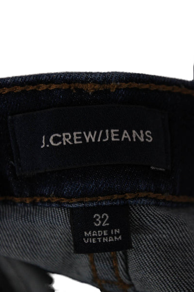 J Crew Women Tapered Jeans Blue Mid Rise Cotton Blend 28 Inseam Size 32