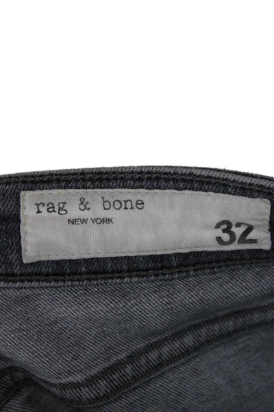 Rag & Bone Women Cropped Jeans Gray Low Rise Cotton Blend Inseam 26 Size 32
