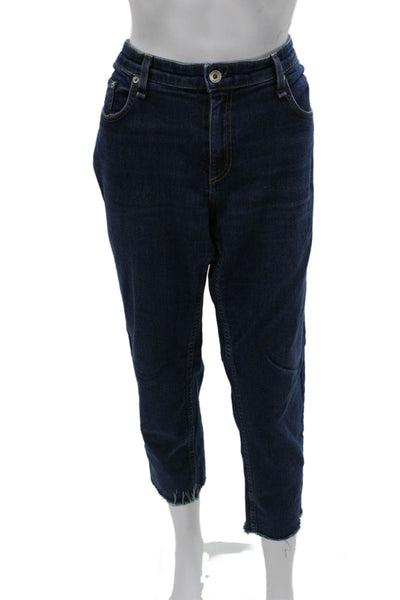 Rag & Bone Womens Cropped Jeans Blue Low Rise Cotton Button Size 32