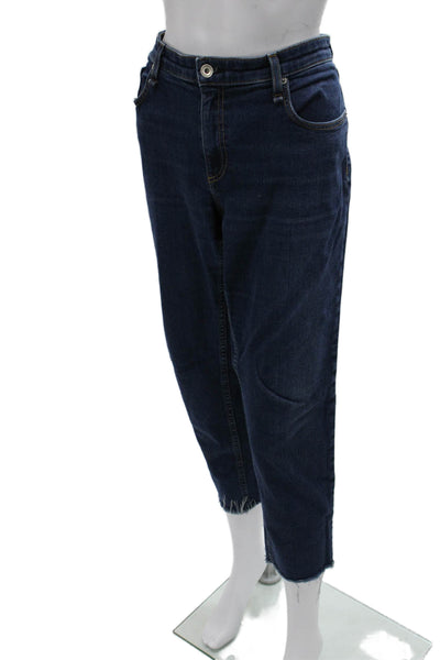 Rag & Bone Womens Cropped Jeans Blue Low Rise Cotton Button Size 32