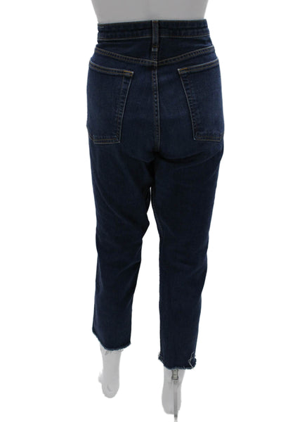 Rag & Bone Womens Cropped Jeans Blue Low Rise Cotton Button Size 32