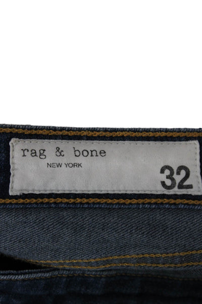 Rag & Bone Womens Cropped Jeans Blue Low Rise Cotton Button Size 32