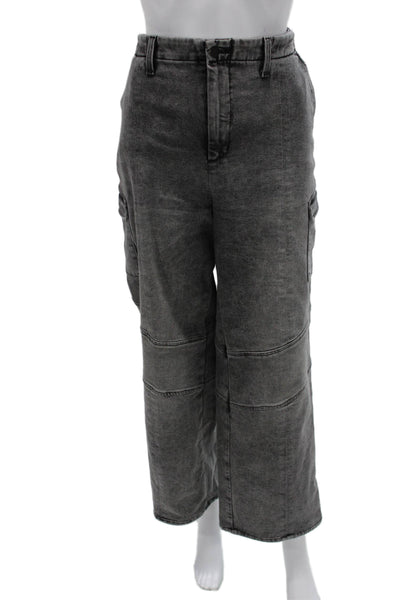 L Agence Women Wide-Leg Gray Jeans Cotton Blend Size 32