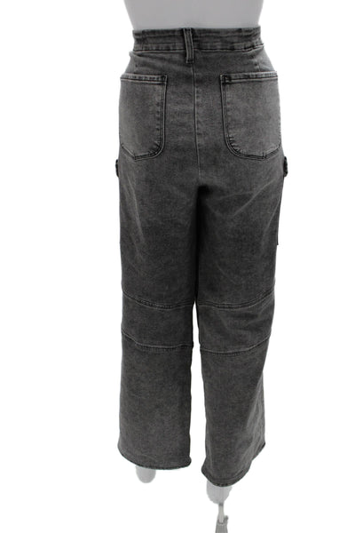 L Agence Women Wide-Leg Gray Jeans Cotton Blend Size 32