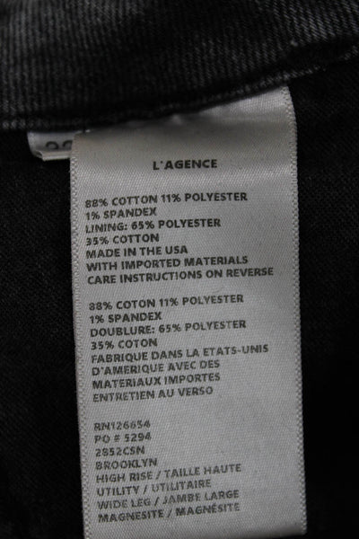 L Agence Women Wide-Leg Gray Jeans Cotton Blend Size 32