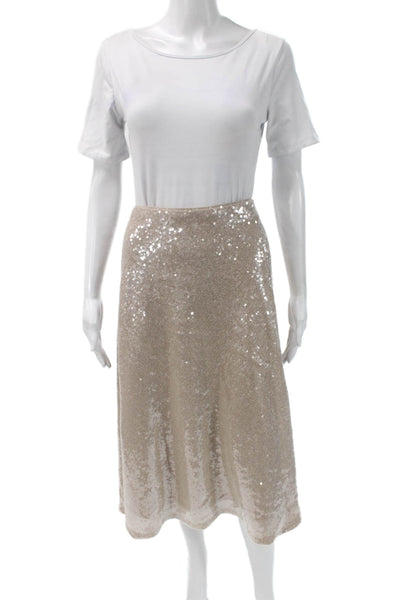 Vince Camuto Womens A-Line Long Skirt Beige Polyester Size XL