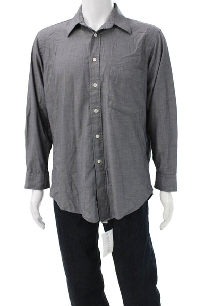 Christian Dior Mens Gray Cotton Dress Button Up Shirt Size 16