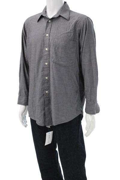 Christian Dior Mens Gray Cotton Dress Button Up Shirt Size 16