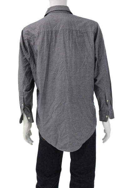 Christian Dior Mens Gray Cotton Dress Button Up Shirt Size 16