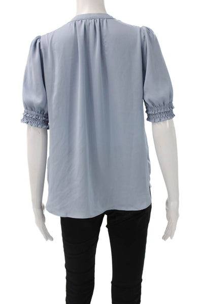 Current Air Womens Basic Blue V-Neck Polyester Short Sleeve Blouse Size S